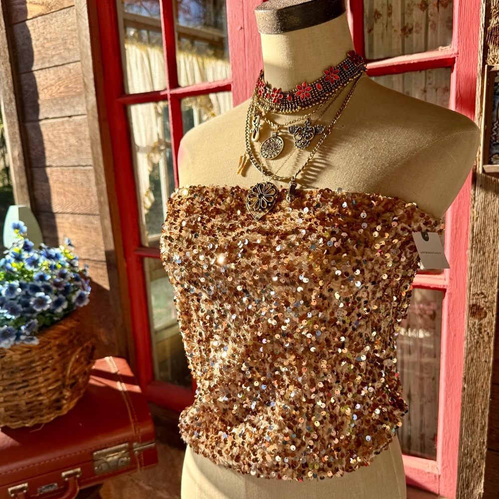 Anthropologie Sequin Tube Top - Picture 5 of 13